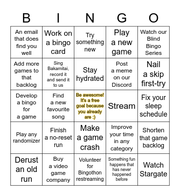 Bingothon February Bingo Card
