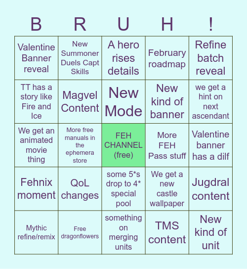 FEH ANNI CHANNEL Bingo Card