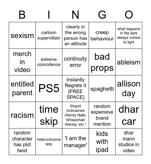 Dhar Mann Bingo Card