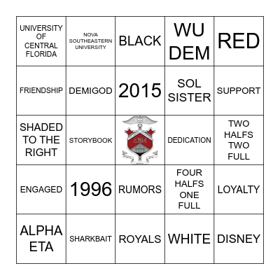DELTA EPSILON MU BINGO Card