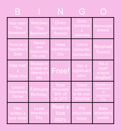 Valentine's BINGO Card