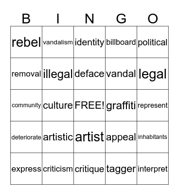 Graffiti Bingo Card