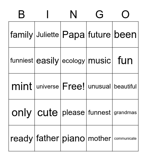 Untitled Bingo Card