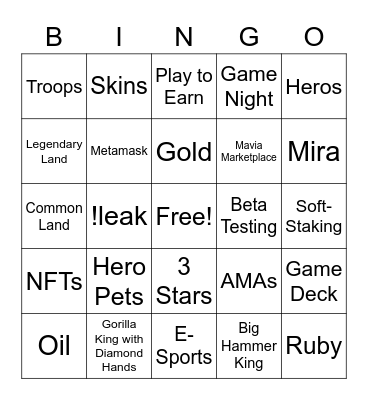 mavia Bingo Card