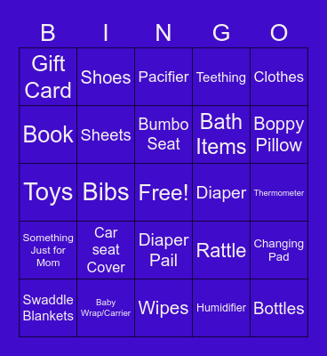 Baby Shower Bingo Card