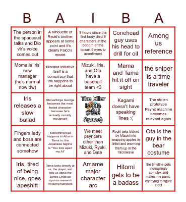 AINI Prediction Bingo Card