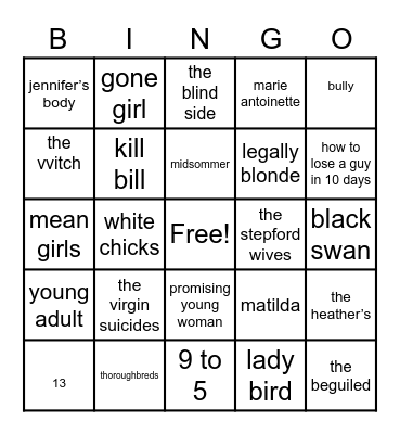 female manipulator movies Bingo Card