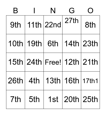 Amendments Bingo Card