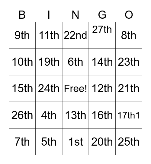 Amendments Bingo Card