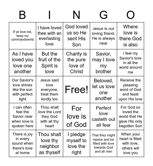Scripture Valentine's Day Bingo! Bingo Card