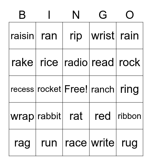 /r/ Initial Bingo Card