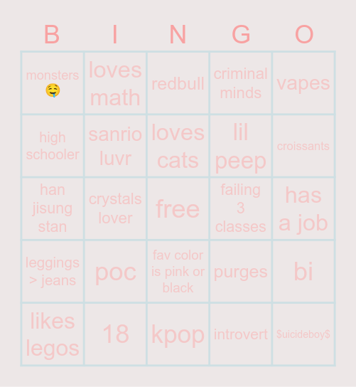 june’s ! bingo Card