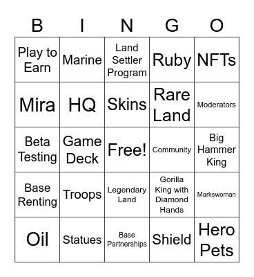 Mavia Bingo Card