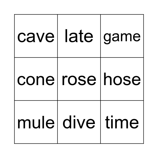 CVCE Bingo Card