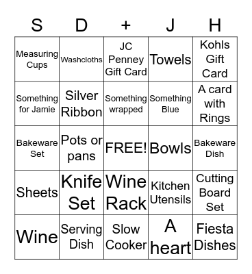 WEDDING BINGO Card