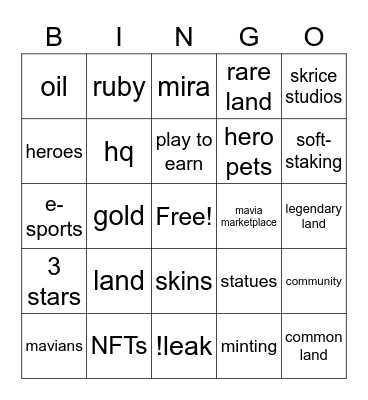 mavia Bingo Card