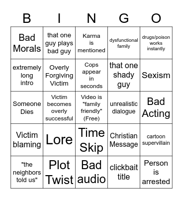 Vid Chronicles Bingo Card