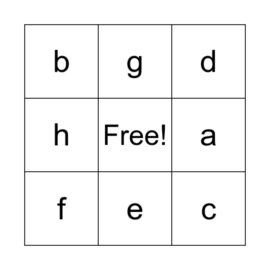 Alphabet Bingo Card