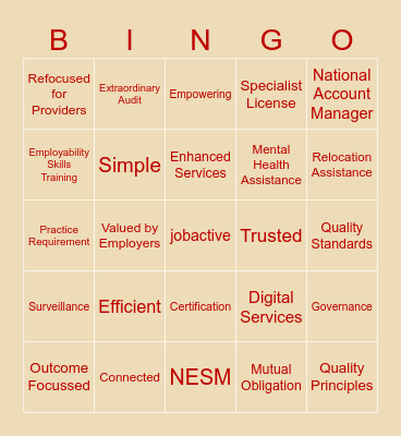 NESM Bingo Card