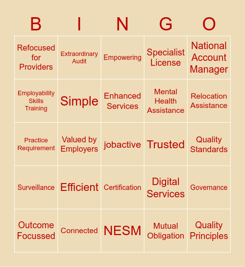 NESM Bingo Card