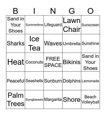 Beach Blanket Bingo Card