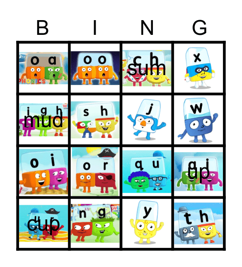 Alphablocks Bingo Phase 3 Bingo Card