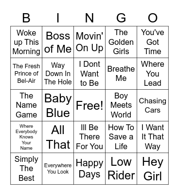 Tv Shows Bingo Card