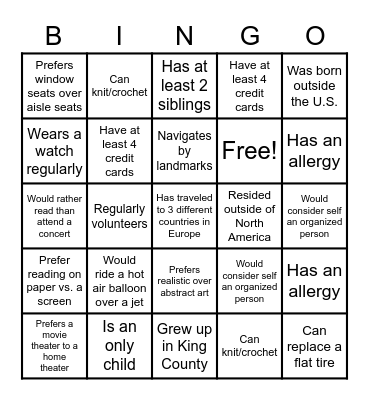 Untitled Bingo Card