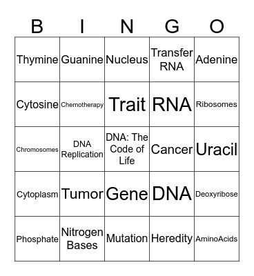 DNA Bingo Card
