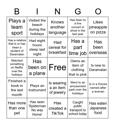 Find someone who... Bingo Card
