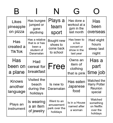 Find someone who... Bingo Card