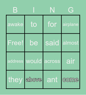 4th Grade Sight Words Bingo Card