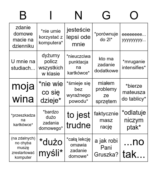 Borecki Bingo Card