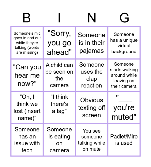 PRAS and SASI mid year seminar Bingo Card