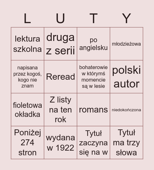 luty 2022 Bingo Card