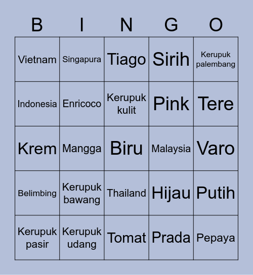 Aheng Bingo Card