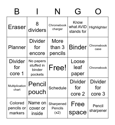 Untitled Bingo Card