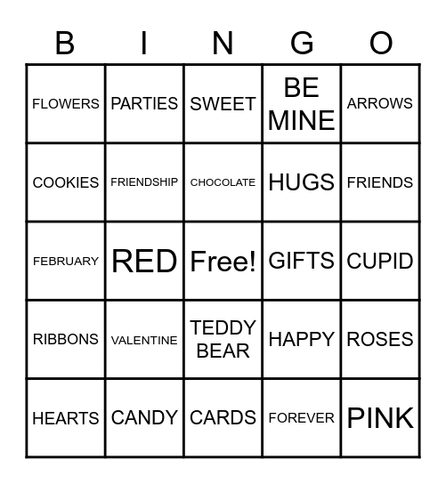 Valentine's Day BINGO Card