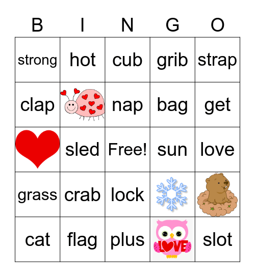 1st Grade Bingo Card