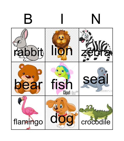 Animals Bingo Card