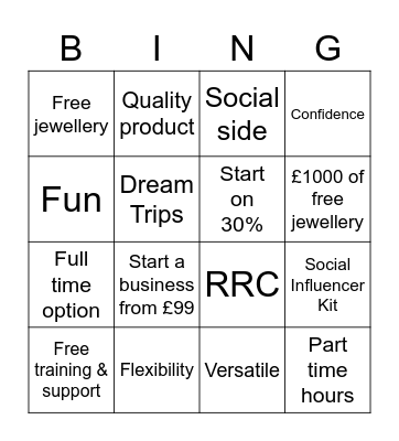 Blingo Bingo Card