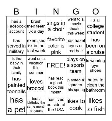 JAMES FAMILY Bingo Card