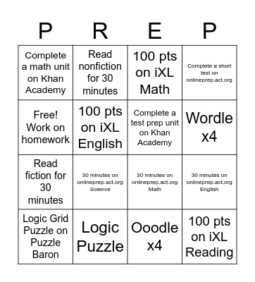 LION PERIOD CHOICE CARDS Bingo Card