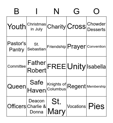 Daughters of Isabella Bingo Card