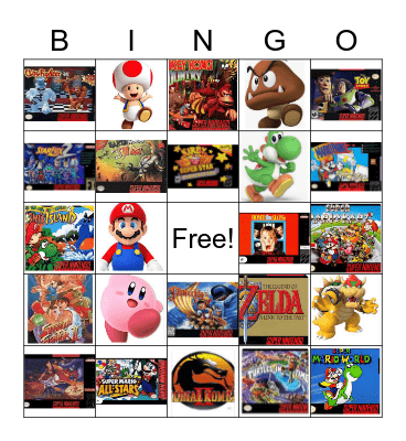 Super Nintendo Bingo Card