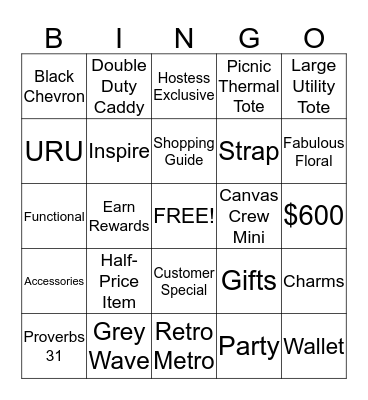 THIRTY-ONE Bingo Card
