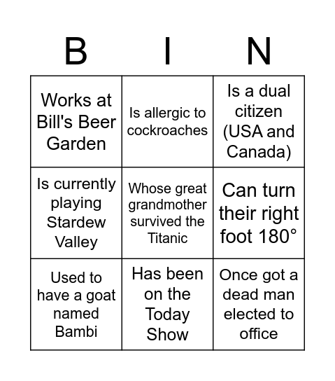DFL Icebreaker Bingo Card