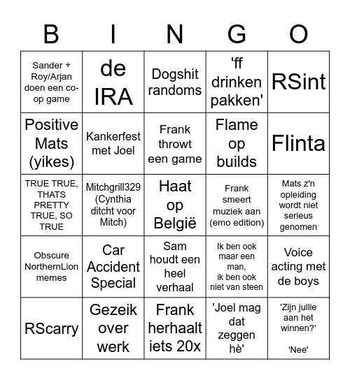 LCS Bingo 2022 Winter Edition Bingo Card