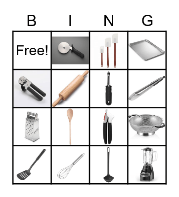 Kitchen Utensil High School Bingo Card