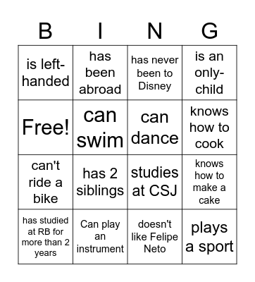 Find someone who... Bingo Card